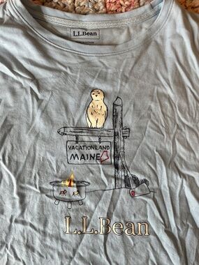 L.L.Bean Pale Blue 'Vacationland Maine' Owl PJ shirt